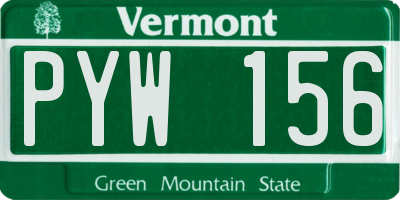 VT license plate PYW156
