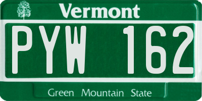 VT license plate PYW162