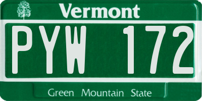 VT license plate PYW172