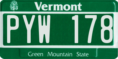 VT license plate PYW178