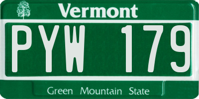 VT license plate PYW179