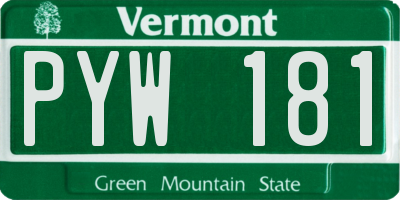 VT license plate PYW181
