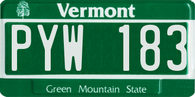 VT license plate PYW183