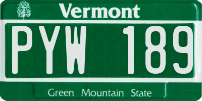 VT license plate PYW189