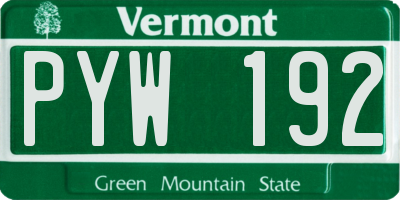 VT license plate PYW192