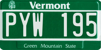 VT license plate PYW195