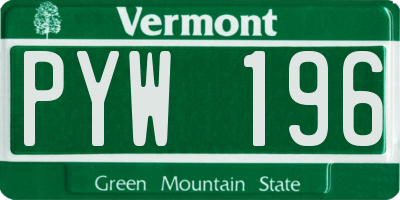 VT license plate PYW196