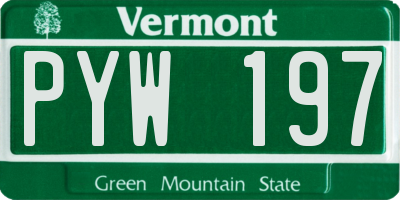 VT license plate PYW197