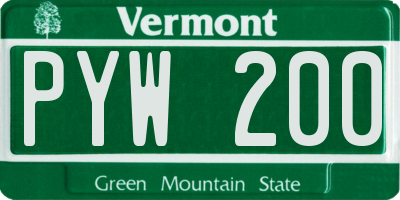 VT license plate PYW200