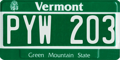 VT license plate PYW203