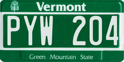 VT license plate PYW204