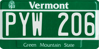 VT license plate PYW206