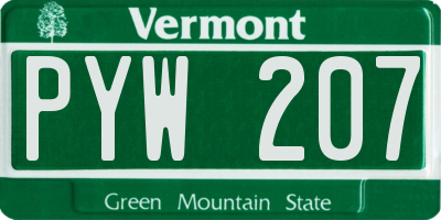 VT license plate PYW207