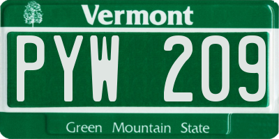 VT license plate PYW209