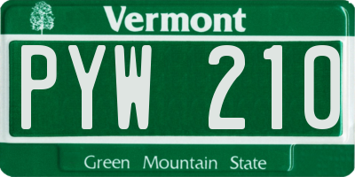 VT license plate PYW210