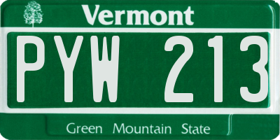 VT license plate PYW213