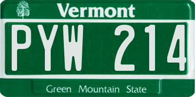 VT license plate PYW214