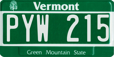 VT license plate PYW215