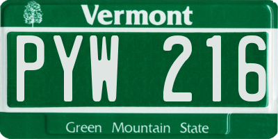 VT license plate PYW216