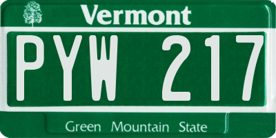 VT license plate PYW217