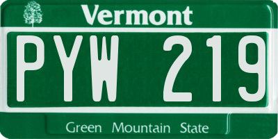 VT license plate PYW219