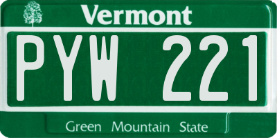 VT license plate PYW221