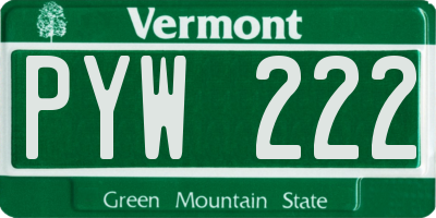 VT license plate PYW222