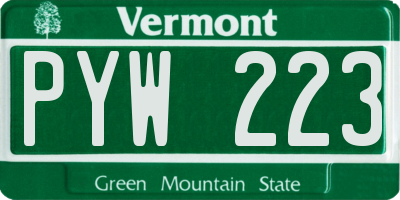 VT license plate PYW223