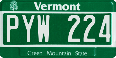 VT license plate PYW224