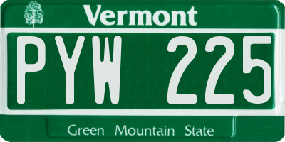 VT license plate PYW225