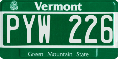 VT license plate PYW226