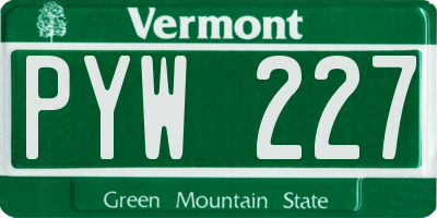 VT license plate PYW227