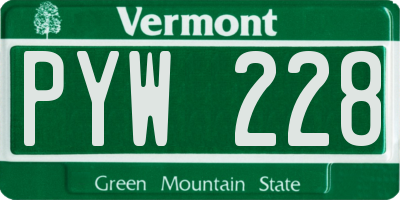 VT license plate PYW228