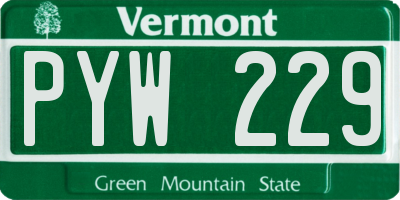 VT license plate PYW229