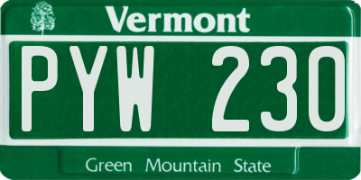 VT license plate PYW230