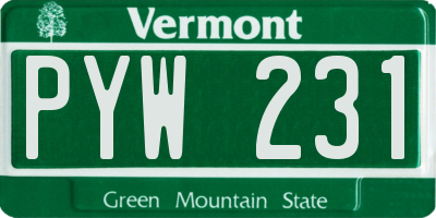 VT license plate PYW231