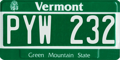 VT license plate PYW232