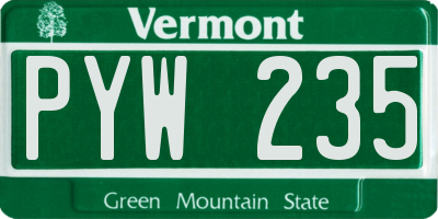 VT license plate PYW235