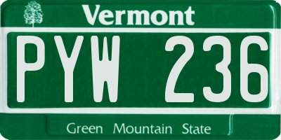 VT license plate PYW236