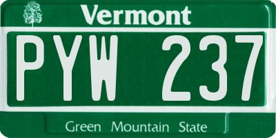 VT license plate PYW237