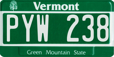 VT license plate PYW238