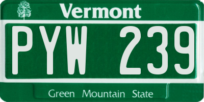 VT license plate PYW239