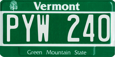 VT license plate PYW240
