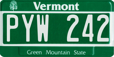 VT license plate PYW242