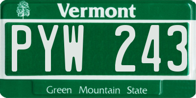 VT license plate PYW243