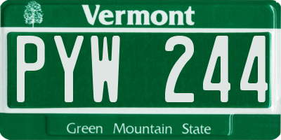 VT license plate PYW244