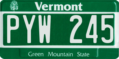 VT license plate PYW245