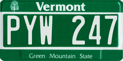 VT license plate PYW247