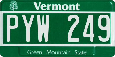 VT license plate PYW249