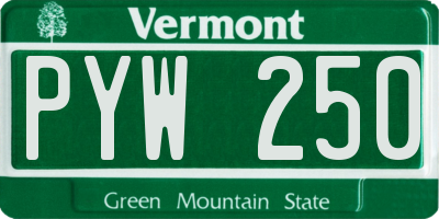 VT license plate PYW250